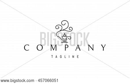 Vector Logo On Which An Abstract Image Of A Magic Lamp With A Genie.