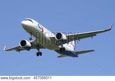Saint Petersburg, Russia - June 02, 2022: Aircraft Airbus A320neo (ra-73821) Of Ural Airlines On The