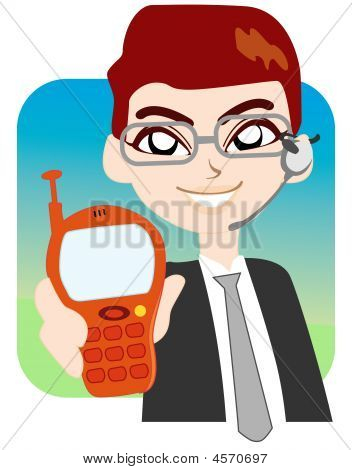 Forretningsmand Vis hans telefon