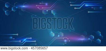The Global Wireless Standard Concept. Hi-tech Communication Illustration On A Blue Background. 5g Hi