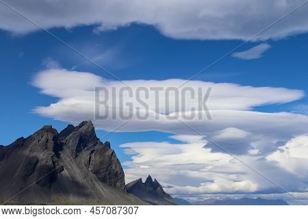 Spectacular Ufo Clouds In The Sky Over Iceland - Altocumulus Lenticularis.