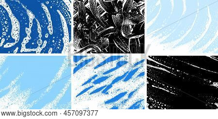 Soap Grunge Backgrounds. Foam Textures Set. Foam Water. Soap Bubble Stains. Shampoo. Shaving Cream. 