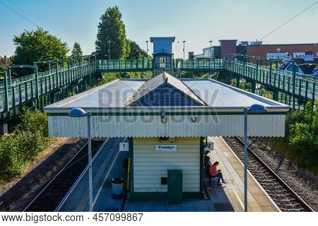 Prestatyn, Uk. Jun 22, 2022. Prestatyn Railway Station On A Sunny, Early Summertime Day