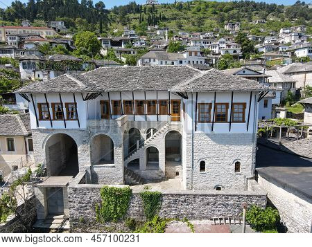 Drone View At The Town Of Gjirokastra On Albania