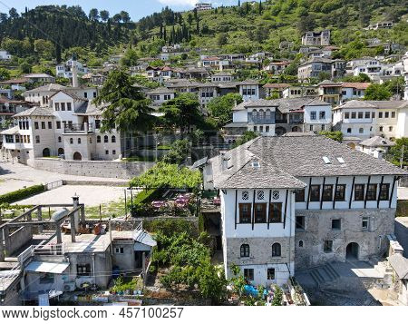 Drone View At The Town Of Gjirokastra On Albania