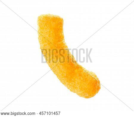 One Tasty Cheesy Corn Puff Isolated On White
