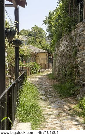 View Of The Mountains Village Of Tsagarada (pelion) With Traditional Houses On A Sunny, Summer Day (
