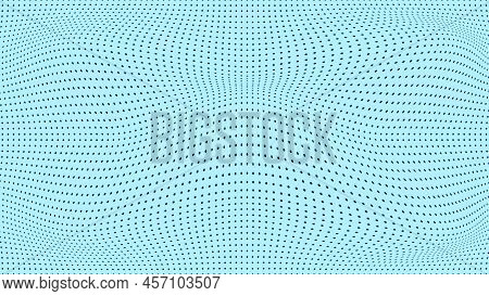 Modern Futuristic Seamless Pattern. Abstract Wavy Dotted Background With Effect Of Curvature And Opt