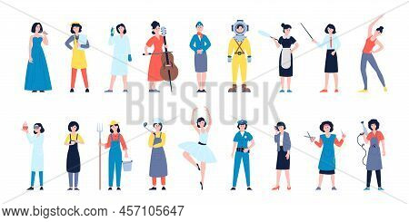 Female Professionals Characters. Various Occupations, Professional Management Women. Workers Group, 