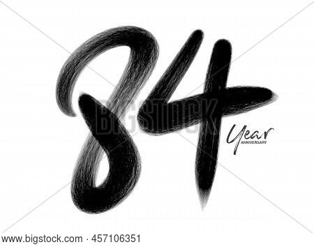 84 Years Anniversary Celebration Vector Template, 84 Years  Logo Design, 84th Birthday, Black Letter