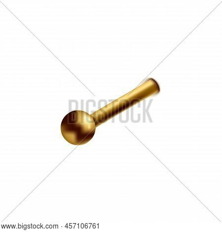 Golden Labret Stud, Realistic Piercing Jewelry, 3d Vector Illustration Isolated On White Background.