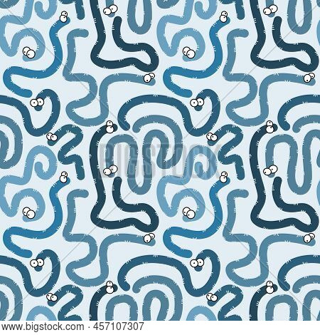 Cartoon Seamless Worms Pattern For Kids And Gifts And Wrapping Paper And Clothes And Fabrics And Not