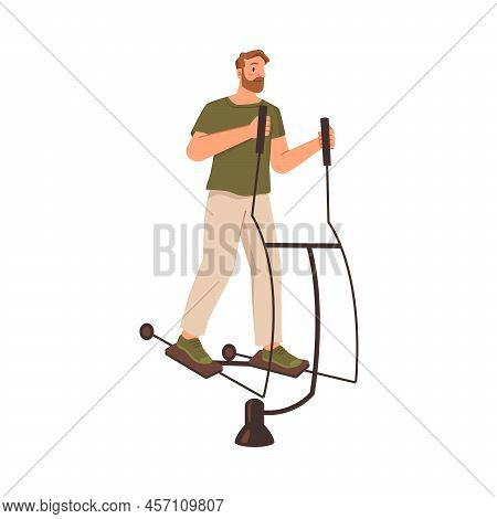 Athlete Exercise On Orbitrack, Warming Up And Working Out Using Sports Devices And Equipment. Growin
