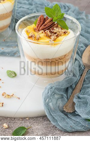 Natas Do Ceu Is A Traditional Portuguese Dessert Made With Cream, Eggs And Biscuits Decorated With P