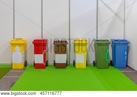 Colour Coded Sorting Waste Recycling Trash Wheelie Bins