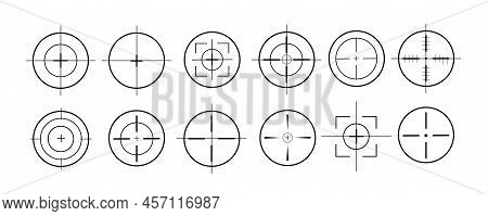 The Optical Sight Of The Weapon. Cross Icon Design For The Game. The Sniper Takes Aim. Hunting, Gun 