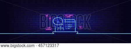 Neon Light Glow Effect. Online Documentation Line Icon. Technical Instruction Sign. 3d Line Neon Glo