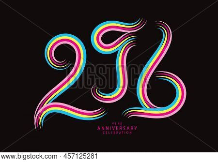 296 Number Design Vector, Graphic T Shirt, 296 Years Anniversary Celebration Logotype Colorful Line,