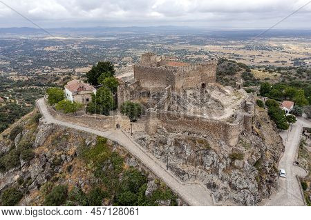 Castillo De Montanchez Province Of Caceres, Extremadura, Spain, Next To It Is The Sanctuary And Herm