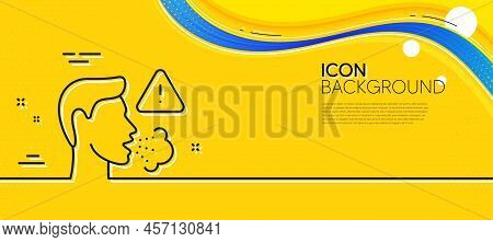 Cough Line Icon. Abstract Yellow Background. Coronavirus Symptom Sign. Flu, Sneeze Or Pneumonie Symb