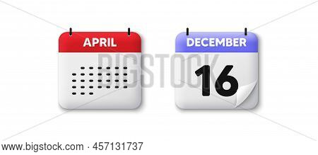 Calendar Date 3d Icon. 16th Day Of The Month Icon. Event Schedule Date. Meeting Appointment Time. Ag
