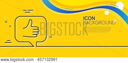 Like Line Icon. Abstract Yellow Background. Thumbs Up Sign. Positive Feedback, Social Media Symbol. 