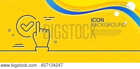 Checkbox Line Icon. Abstract Yellow Background. Approve Sign. Confirmed Click Symbol. Minimal Checkb