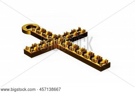 Gold Christian Cross 3d Render Object, God, Rendering, Death, Crucifix, Basen, Gold