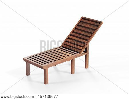 Orange Striped Beach Chair Isolated On White Background. 3d Rendering Of Beach And Ocean Vacations A