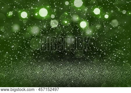 Green Fantastic Brilliant Abstract Background Glitter Lights With Sparks Fly Defocused Bokeh - Festi