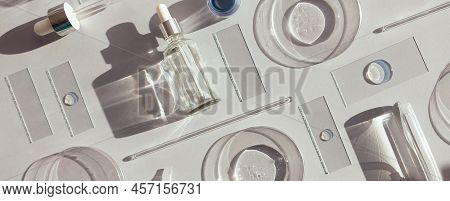 Serum In Petri Dishes On Light Background Cosmetic