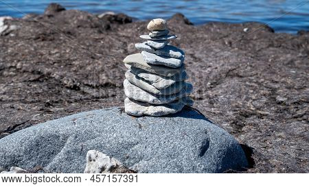 Stone Figures On The Beach Of The Sorve Peninsula In The Ojessaare Nature Reserve. Estonia, Saaremaa