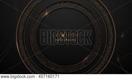 Dark Gold Luxury Background With Halftone Glitter