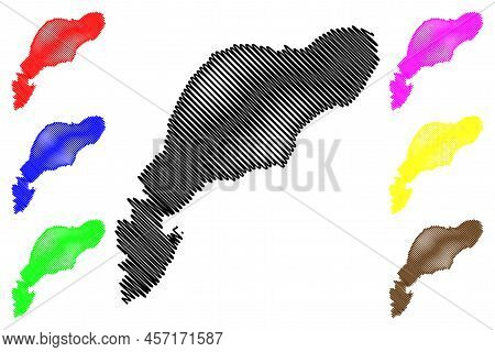 Kalamos Island (ionian Islands, Hellenic Republic, Greece) Map Vector Illustration, Scribble Sketch 