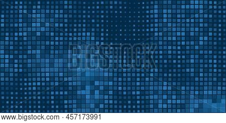 Abstract Dark Blue 3d Slighty Wavy Surface Pattern With Random Sizes Of Sqaures  - Geometric Mosaic 