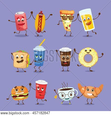 Vector Illustration Set Of Cute And Funny Cartoon Little Dogs-pupies.