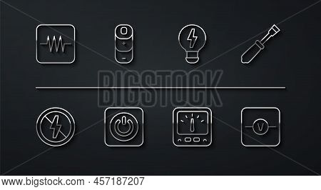 Set Line Resistor In Electronic Circuit, No Lightning, Screwdriver, Ampere Meter, Multimeter, Power 
