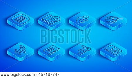 Set Line Binary Code, Server Security With Padlock, Cloud Download And Upload, Data Analysis, Financ