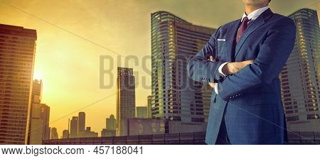 Businessman In Big City And Business Growth Concept