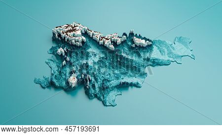 Topographic Slovenia Map Hypsometric Slovenia Elevation Tint Spectral Shaded Relief Map 3d Illustrat