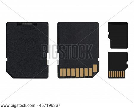 Microsd And Sd Adapter, On White Background, Collage