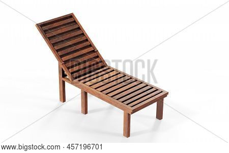 Orange Striped Beach Chair Isolated On White Background. 3d Rendering Of Beach And Ocean Vacations A