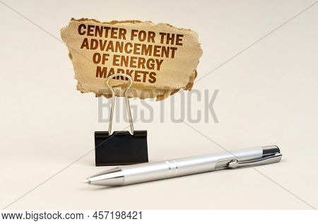 Industry And Business Concept. Next To The Handle Is An Office Clip With A Sign. On The Plate Is The