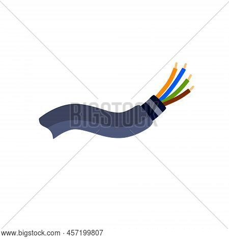 Internet Cable. Flexible Coaxial Cord With Copper Core In Colored Braid