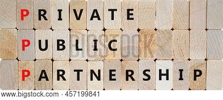 Ppp Private Public Partnership Symbol. Concept Words Ppp Private Public Partnership On Wooden Blocks