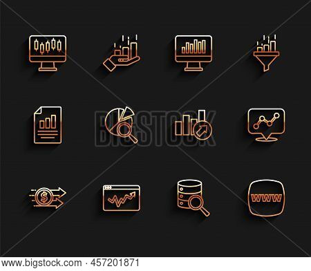Set Line Financial Growth Dollar, Graph Chart Infographic, Stocks Market Graphs, Server, Website Tem