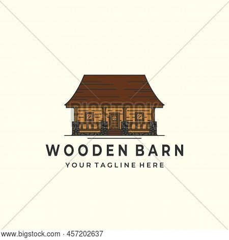 Wooden Barn With Vintage Color Style Logo Icon Template Design. House, Lodging , Hut, Vector Illustr