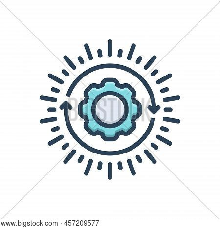 Color Illustration Icon For Implementing Implementation Execution Achieve Realize Resolve Complete E