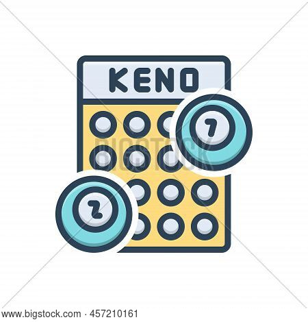 Color Illustration Icon For Keno Casino Scratch-card Lottery Gambling Bingo Game Jackpot Lucky Numbe