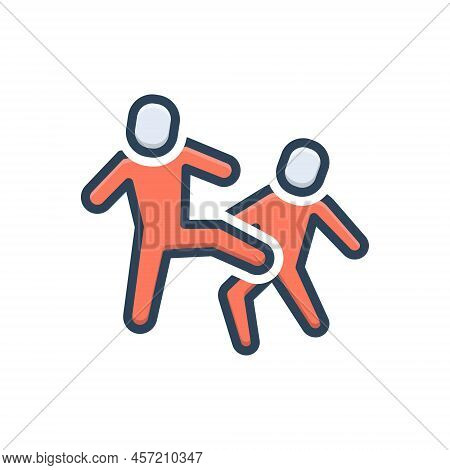 Color Illustration Icon For Violence Brutality Assault Fight Disturbance Disturbance Struggle Brawl 